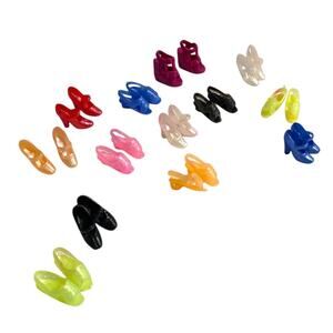 Fashion Doll Shoes Lot 14 Pair Multicolor Mary Jane Heels Wedges Sandal